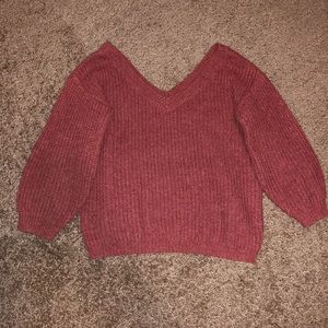 Knitted rusty v-neck sweater